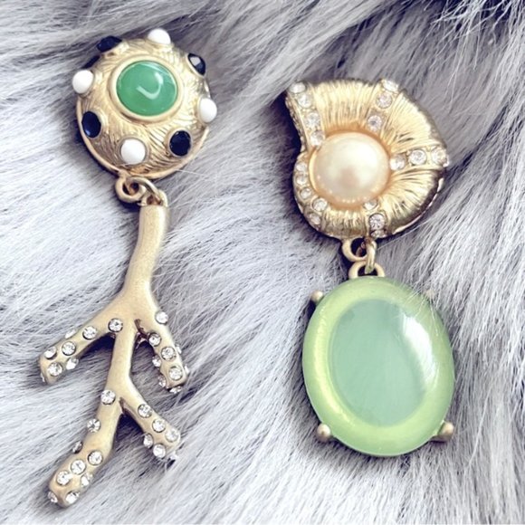 sea theme drop earrings asymmetrical - Picture 2 of 5